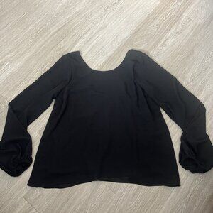 Show Me Your MUMU Womens L Blouse Black Long Balloon Sleeve Low Open Back